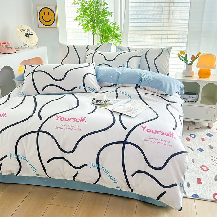 91家纺网 家纺一手货源 找家纺 雲归梦 2024新款全棉13070多规格四件套 自由线条