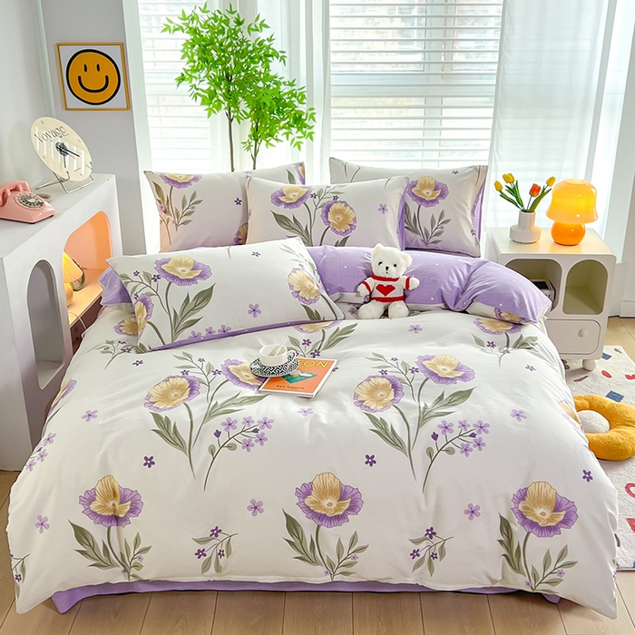 91家纺网 家纺一手货源 找家纺 雲归梦 2024新款全棉13070多规格四件套 虞美人之香（紫）