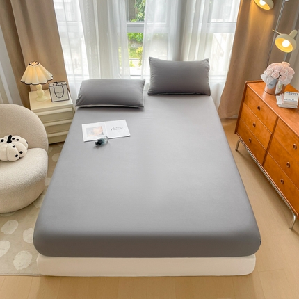 宏源家纺 2024新款超柔水洗云朵棉床笠 灰