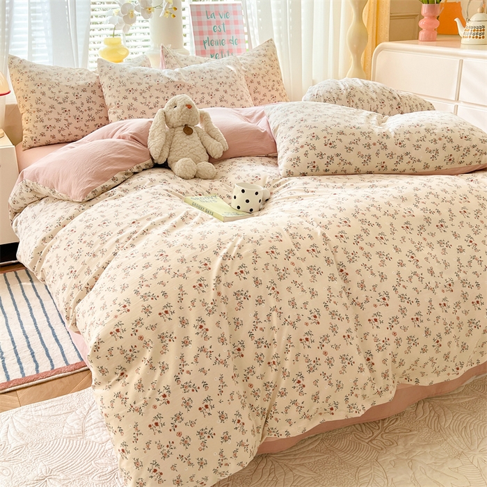 91家纺网 家纺一手货源 找家纺 多品家纺 2024新款水洗棉麻单被套 沫冉