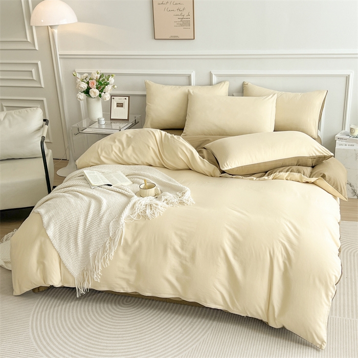 91家纺网 家纺一手货源 找家纺 多品家纺 2024新款日式无印风纯色双拼全棉单被套 桂月