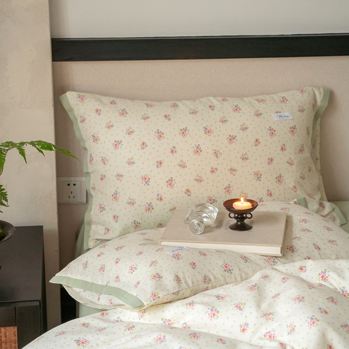 91家纺网 家纺一手货源 找家纺 时光里 2024新款A类全棉双层纱四件套 后花园