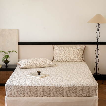 91家纺网 家纺一手货源 找家纺 （总）时光里 2024新款A类全棉双层纱单床笠