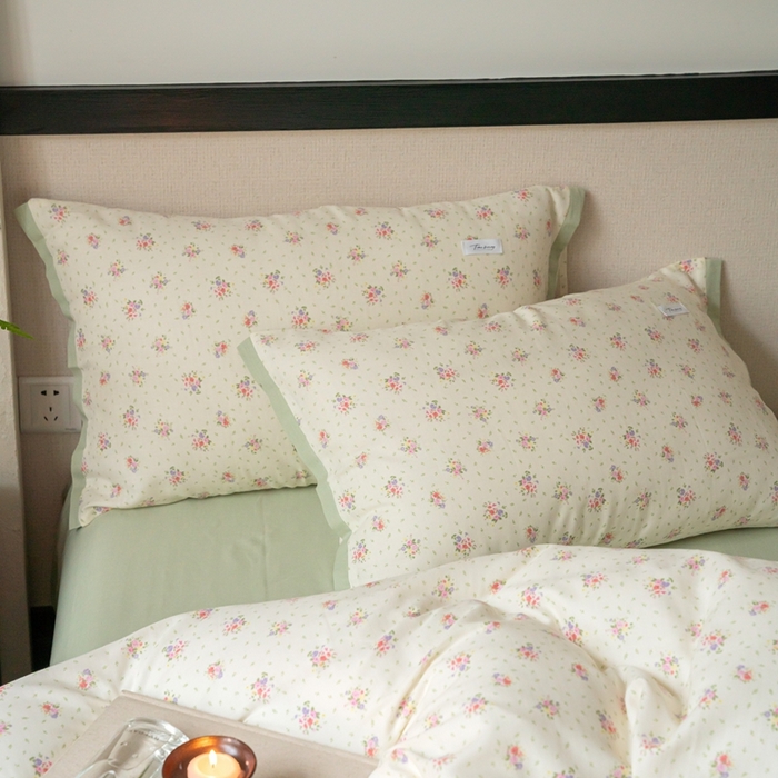 91家纺网 家纺一手货源 找家纺 时光里 2024新款A类全棉双层纱四件套 后花园