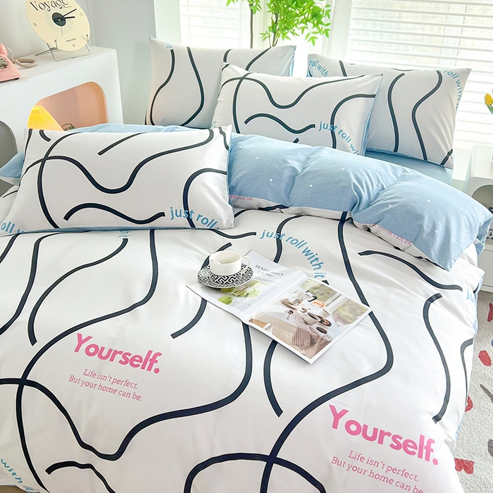 91家纺网 家纺一手货源 找家纺 雲归梦 2024新款全棉13070多规格四件套 自由线条