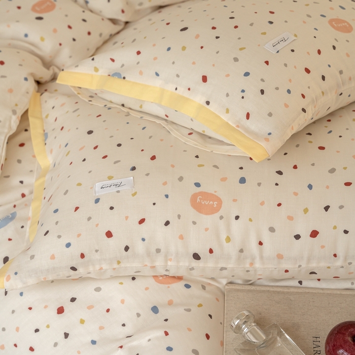 91家纺网 家纺一手货源 找家纺 时光里 2024新款A类全棉双层纱四件套 阳光彩石