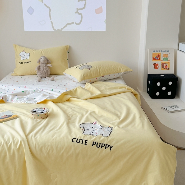 91家纺网 家纺一手货源 找家纺 （总）柚子YOUTH 2024新款小卡通全棉印+绣夏被四件套