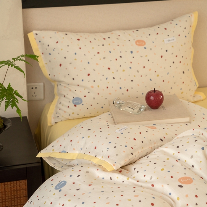 91家纺网 家纺一手货源 找家纺 时光里 2024新款A类全棉双层纱四件套 阳光彩石