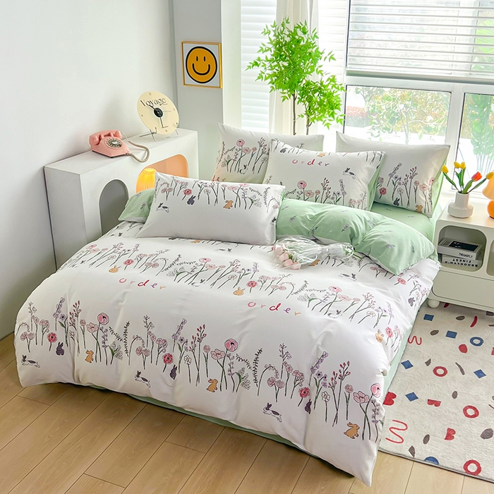 91家纺网 家纺一手货源 找家纺 雲归梦 2024新款全棉13070多规格四件套 花园兔