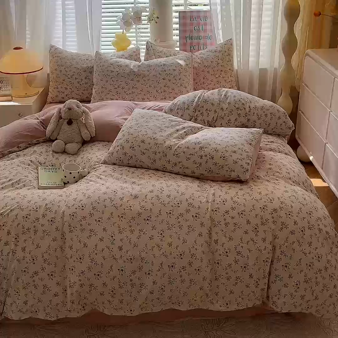 91家纺网 家纺一手货源 找家纺 多品家纺 2024新款水洗棉麻单被套 沫冉