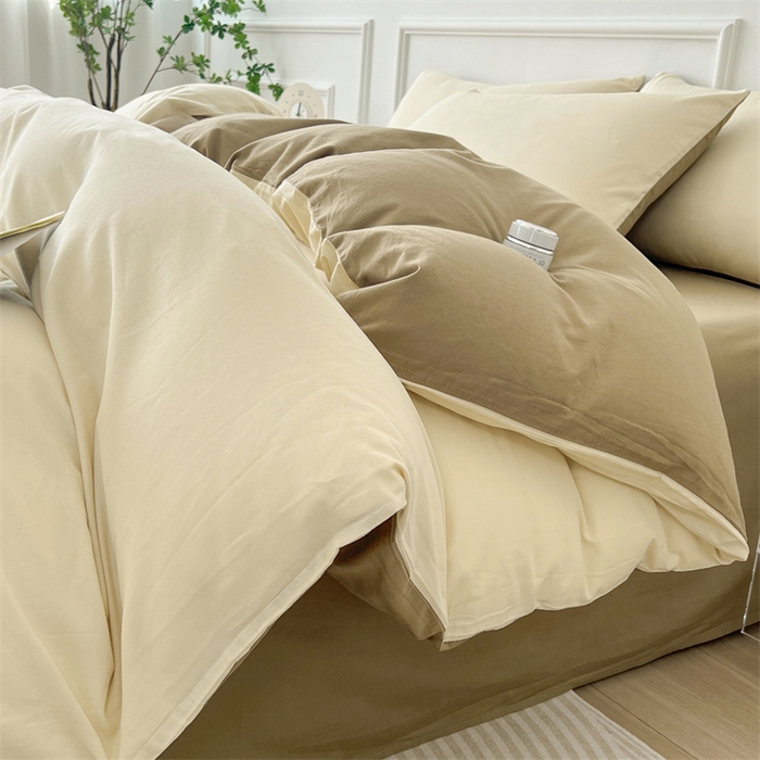 91家纺网 家纺一手货源 找家纺 多品家纺 2024新款日式无印风纯色双拼全棉单被套 桂月