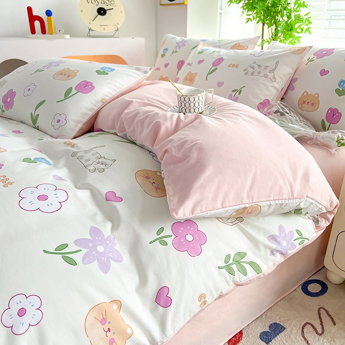 91家纺网 家纺一手货源 找家纺 雲归梦 2024新款全棉13070多规格四件套 幸福猫