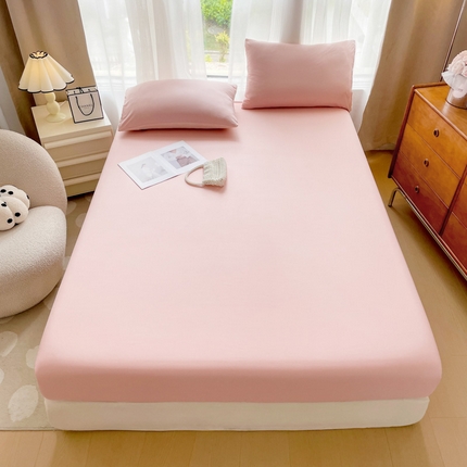 宏源家纺 2024新款超柔水洗云朵棉床笠 粉