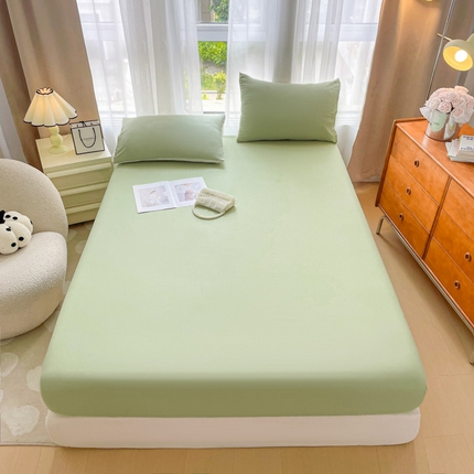 宏源家纺 2024新款超柔水洗云朵棉床笠 绿