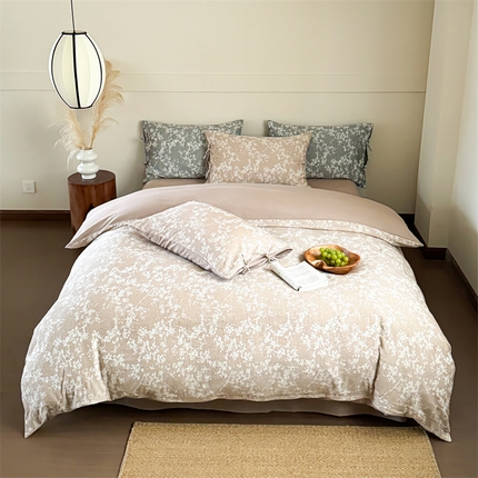 91家纺网 家纺一手货源 找家纺 （总）山舍家居 2024新款三层全棉提花四件套-野绘霜枝