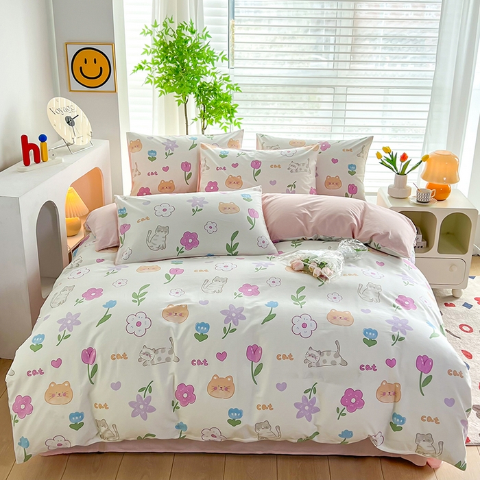 91家纺网 家纺一手货源 找家纺 雲归梦 2024新款全棉13070多规格四件套 幸福猫