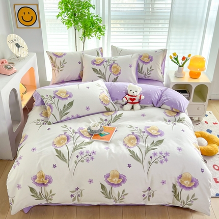 91家纺网 家纺一手货源 找家纺 雲归梦 2024新款全棉13070多规格四件套 虞美人之香（紫）