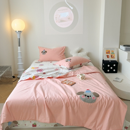 91家纺网 家纺一手货源 找家纺 （总）柚子YOUTH 2024新款小卡通全棉印+绣夏被四件套