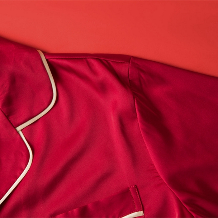 91家纺网 家纺一手货源 找家纺 洛兰沙家居馆【只代发】【只代发】 2024新款婚庆冰丝睡衣 111蕾丝情侣双长