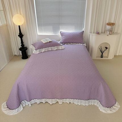 91家纺网 家纺一手货源 找家纺 （总）佰织鑫家居（会员-5元） 2024新款简约纯色全棉蝶恋花砂洗棉花床盖三件套