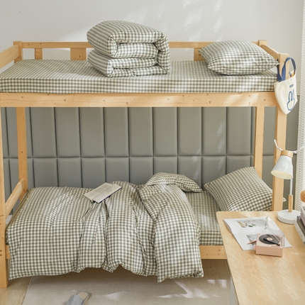 91家纺网 家纺一手货源 找家纺 （总）柠萌家居 2025新品A类全棉色织水洗棉简约条纹格子无印良品风格学生季宿舍上下铺AA版三件套四件套