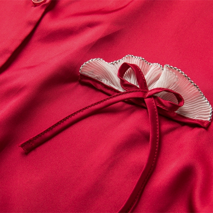 91家纺网 家纺一手货源 找家纺 洛兰沙家居馆【只代发】【只代发】 2024新款婚庆冰丝睡衣 111蕾丝情侣双长