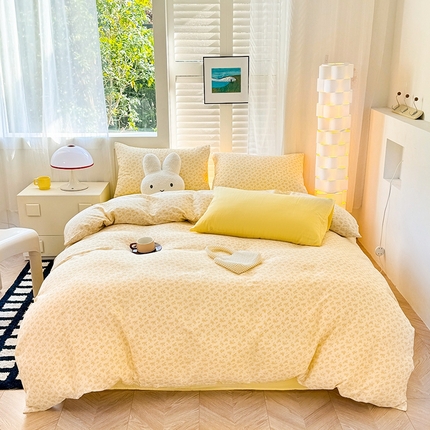 91家纺网 家纺一手货源 找家纺 麦伦家居 2024新款A类全棉双层纱系列四件套-影棚图 晴天