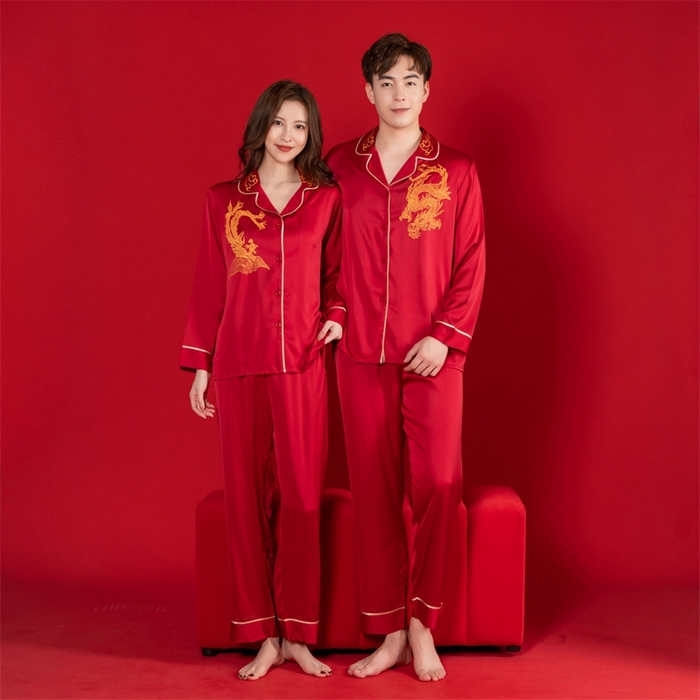 91家纺网 家纺一手货源 找家纺 洛兰沙家居馆【只代发】【只代发】 2024新款婚庆冰丝睡衣 505