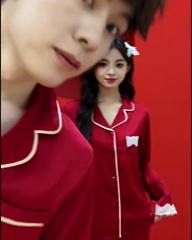 91家纺网 家纺一手货源 找家纺 洛兰沙家居馆【只代发】【只代发】 2024新款婚庆冰丝睡衣 106情侣长款