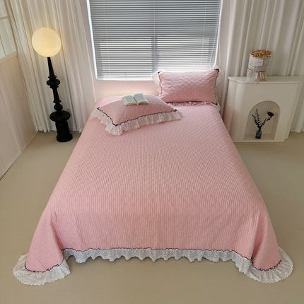 91家纺网 家纺一手货源 找家纺 （总）佰织鑫家居（会员-5元） 2024新款简约纯色全棉蝶恋花砂洗棉花床盖三件套