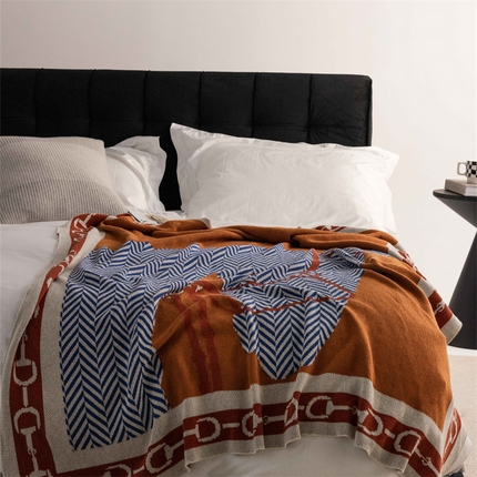 91家纺网 家纺一手货源 找家纺 暖绵绵家纺 2025新款羊毛混纺毛毯伯克系列 花橙