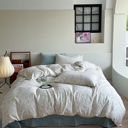 麦伦家居 2024新款A类全棉双层纱系列四件套-影棚图 蓝萱