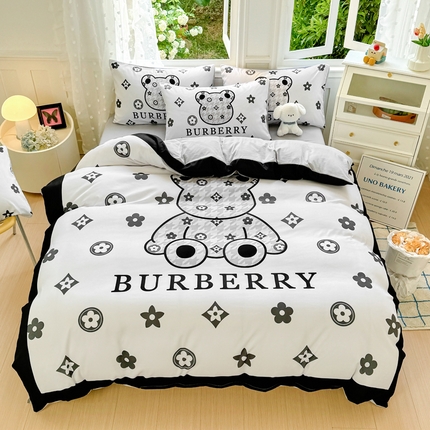 91家纺网 家纺一手货源 找家纺 卡斯诺家纺馆 2025新款110克水洗棉大版花四件套 （下载包包含买家秀）千鸟潮熊