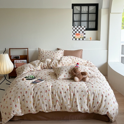 麦伦家居 2024新款A类全棉双层纱系列四件套-影棚图 运动小熊