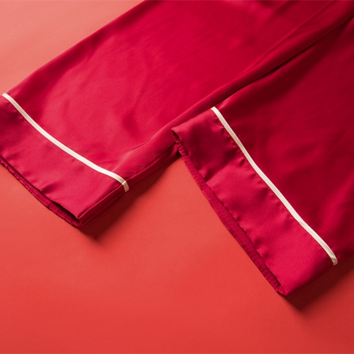 91家纺网 家纺一手货源 找家纺 洛兰沙家居馆【只代发】【只代发】 2024新款婚庆冰丝睡衣 111蕾丝情侣双长