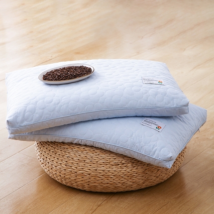 91家纺网 家纺一手货源 找家纺 昕科 2025新款A类全棉水洗棉花朵荞麦枕纯荞麦壳枕芯纯棉绣花花荞麦枕头 蓝色