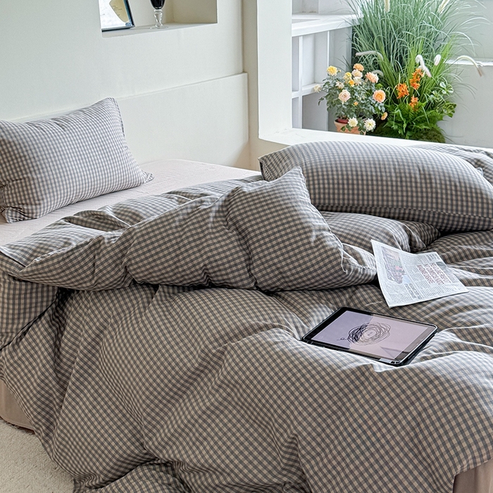 91家纺网 家纺一手货源 找家纺 麦伦家居 2024新款A类全棉双层纱系列四件套-影棚图 卡农