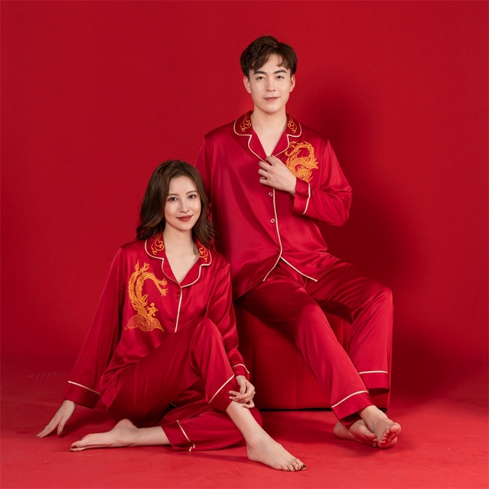 91家纺网 家纺一手货源 找家纺 洛兰沙家居馆【只代发】【只代发】 2024新款婚庆冰丝睡衣 505