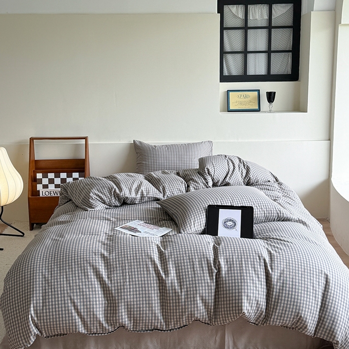 91家纺网 家纺一手货源 找家纺 麦伦家居 2024新款A类全棉双层纱系列四件套-影棚图 卡农