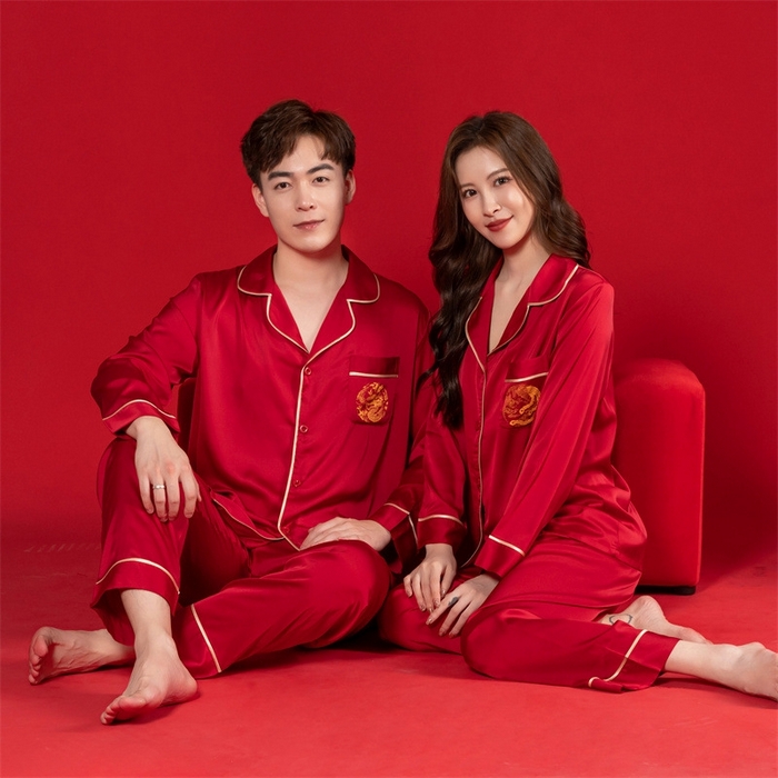 91家纺网 家纺一手货源 找家纺 洛兰沙家居馆【只代发】【只代发】 2024新款婚庆冰丝睡衣 505