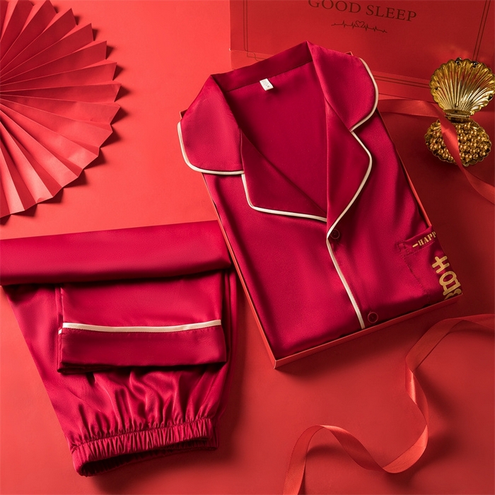 91家纺网 家纺一手货源 找家纺 洛兰沙家居馆【只代发】【只代发】 2024新款婚庆冰丝睡衣 3