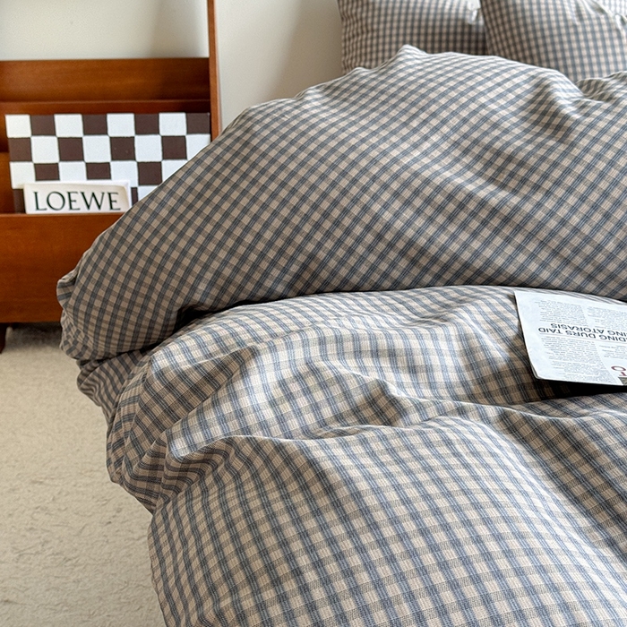 91家纺网 家纺一手货源 找家纺 麦伦家居 2024新款A类全棉双层纱系列四件套-影棚图 卡农