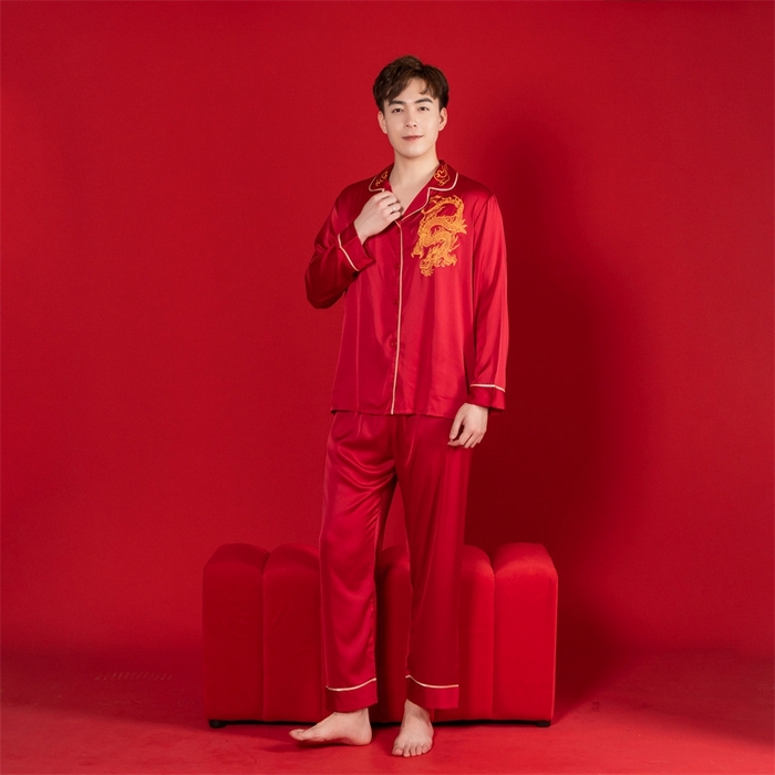 91家纺网 家纺一手货源 找家纺 洛兰沙家居馆【只代发】【只代发】 2024新款婚庆冰丝睡衣 505