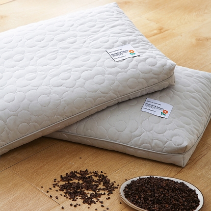 91家纺网 家纺一手货源 找家纺 昕科 2025新款A类全棉水洗棉花朵荞麦枕纯荞麦壳枕芯纯棉绣花花荞麦枕头 灰色