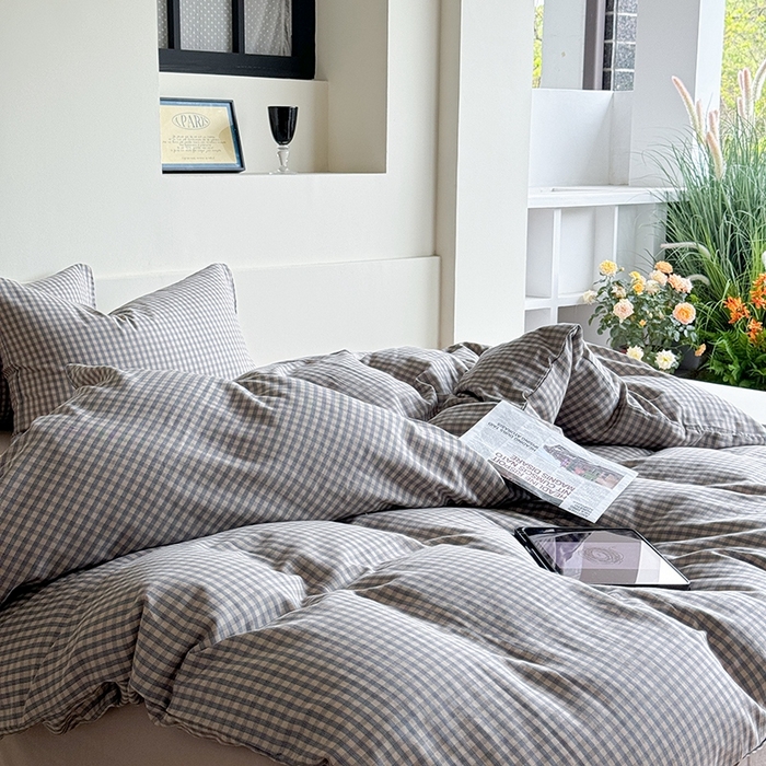 91家纺网 家纺一手货源 找家纺 麦伦家居 2024新款A类全棉双层纱系列四件套-影棚图 卡农