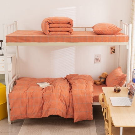 91家纺网 家纺一手货源 找家纺 （总）柠萌家居 2025新品A类全棉色织水洗棉简约条纹格子无印良品风格学生季宿舍上下铺AA版三件套四件套