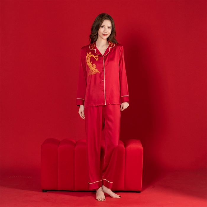 91家纺网 家纺一手货源 找家纺 洛兰沙家居馆【只代发】【只代发】 2024新款婚庆冰丝睡衣 505