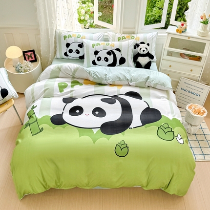 91家纺网 家纺一手货源 找家纺 卡斯诺家纺馆 2025新款110克水洗棉大版花四件套（下载包包含买家秀） 熊猫之家