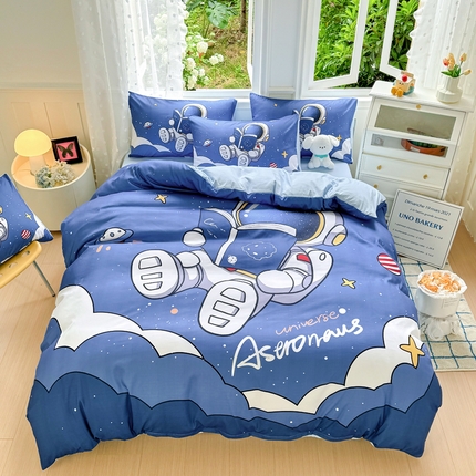 91家纺网 家纺一手货源 找家纺 卡斯诺家纺馆 2025新款110克水洗棉大版花四件套（下载包包含买家秀）星际旅行