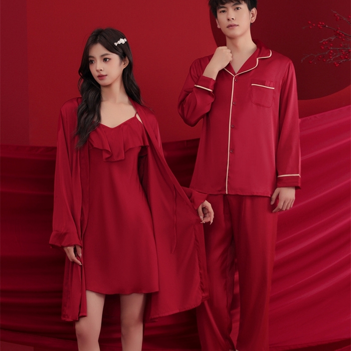 91家纺网 家纺一手货源 找家纺 洛兰沙家居馆【只代发】【只代发】 2024新款婚庆冰丝睡衣 5